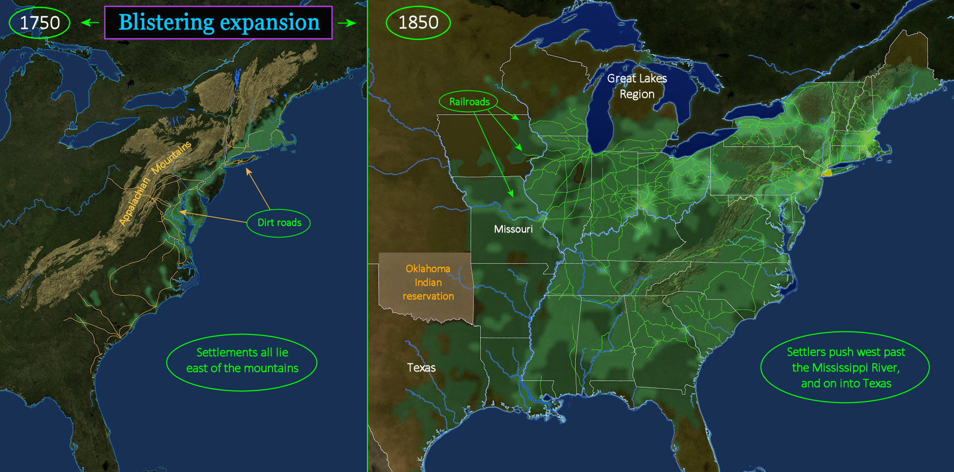 Population growth, 1750-1850 map